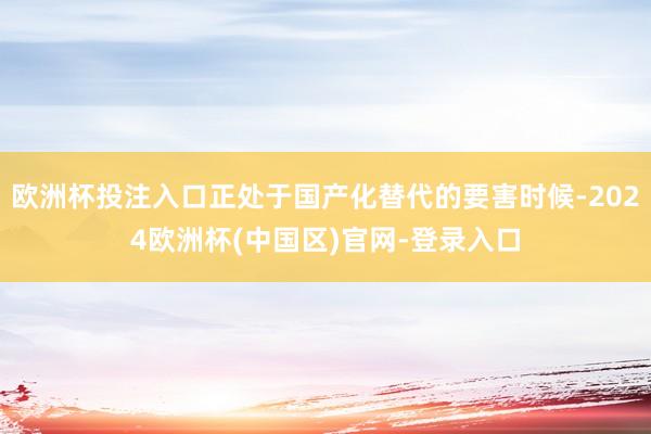 欧洲杯投注入口正处于国产化替代的要害时候-2024欧洲杯(中国区)官网-登录入口