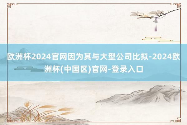 欧洲杯2024官网因为其与大型公司比拟-2024欧洲杯(中国区)官网-登录入口