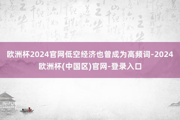 欧洲杯2024官网低空经济也曾成为高频词-2024欧洲杯(中国区)官网-登录入口