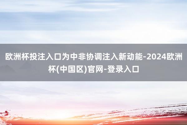 欧洲杯投注入口为中非协调注入新动能-2024欧洲杯(中国区)官网-登录入口