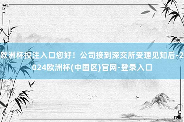 欧洲杯投注入口您好！公司接到深交所受理见知后-2024欧洲杯(中国区)官网-登录入口