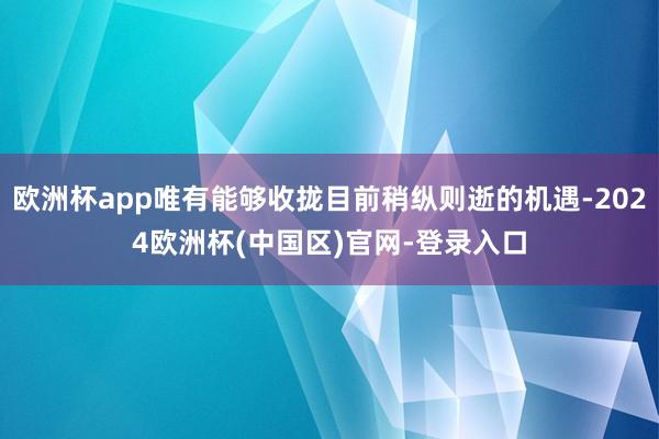 欧洲杯app唯有能够收拢目前稍纵则逝的机遇-2024欧洲杯(中国区)官网-登录入口