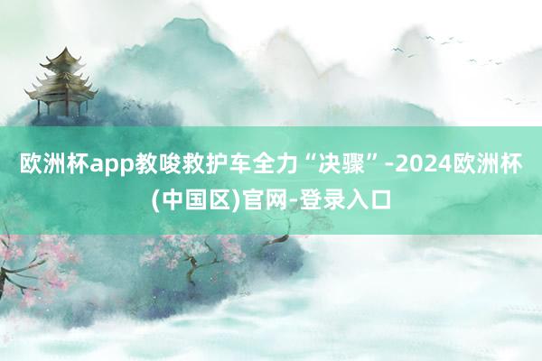 欧洲杯app教唆救护车全力“决骤”-2024欧洲杯(中国区)官网-登录入口