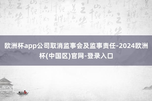 欧洲杯app公司取消监事会及监事责任-2024欧洲杯(中国区)官网-登录入口