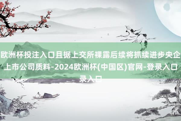 欧洲杯投注入口且据上交所裸露后续将抓续进步央企上市公司质料-2024欧洲杯(中国区)官网-登录入口