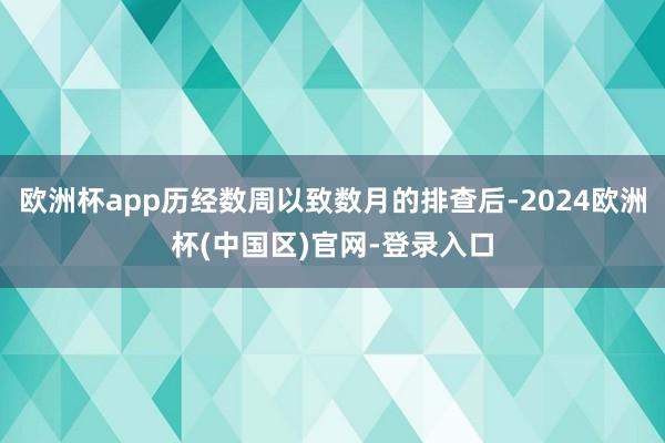 欧洲杯app历经数周以致数月的排查后-2024欧洲杯(中国区)官网-登录入口